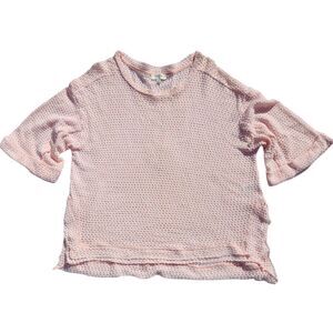UMGEE Oversized Women's Small Pink White Casual Knit Pullover Soft Comfy Cozy